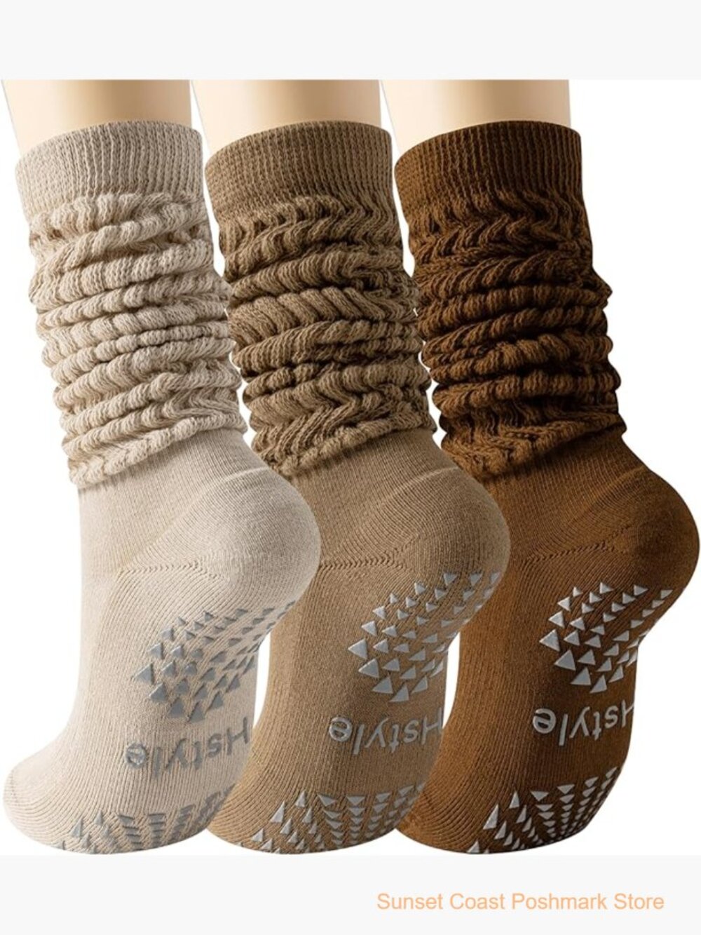 Grip Pilates Socks Slouch Scrunch Yoga Barre Cotton Nylon Blend